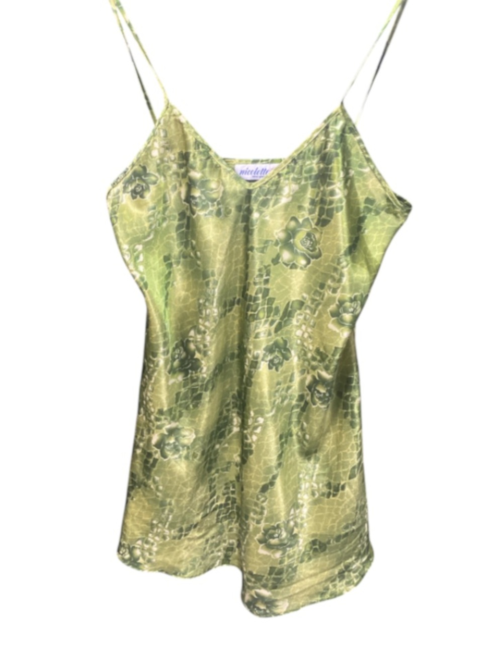 Nicolette Green Floral Slip Tank Top size Large